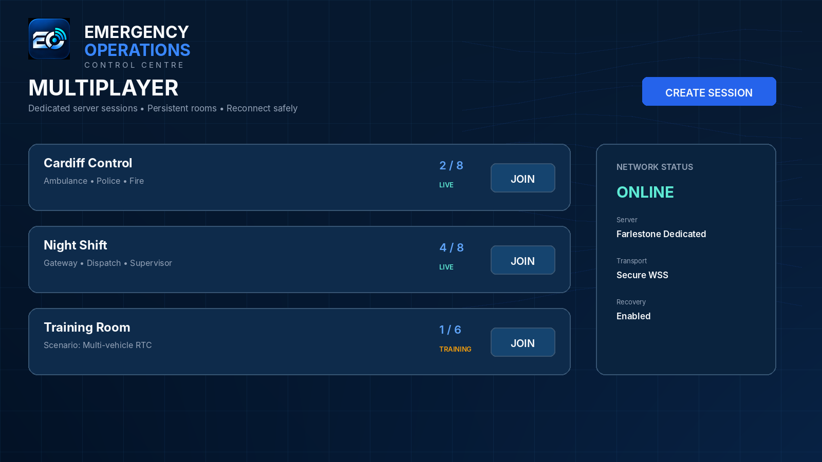 Emergency Operations multiplayer interface concept