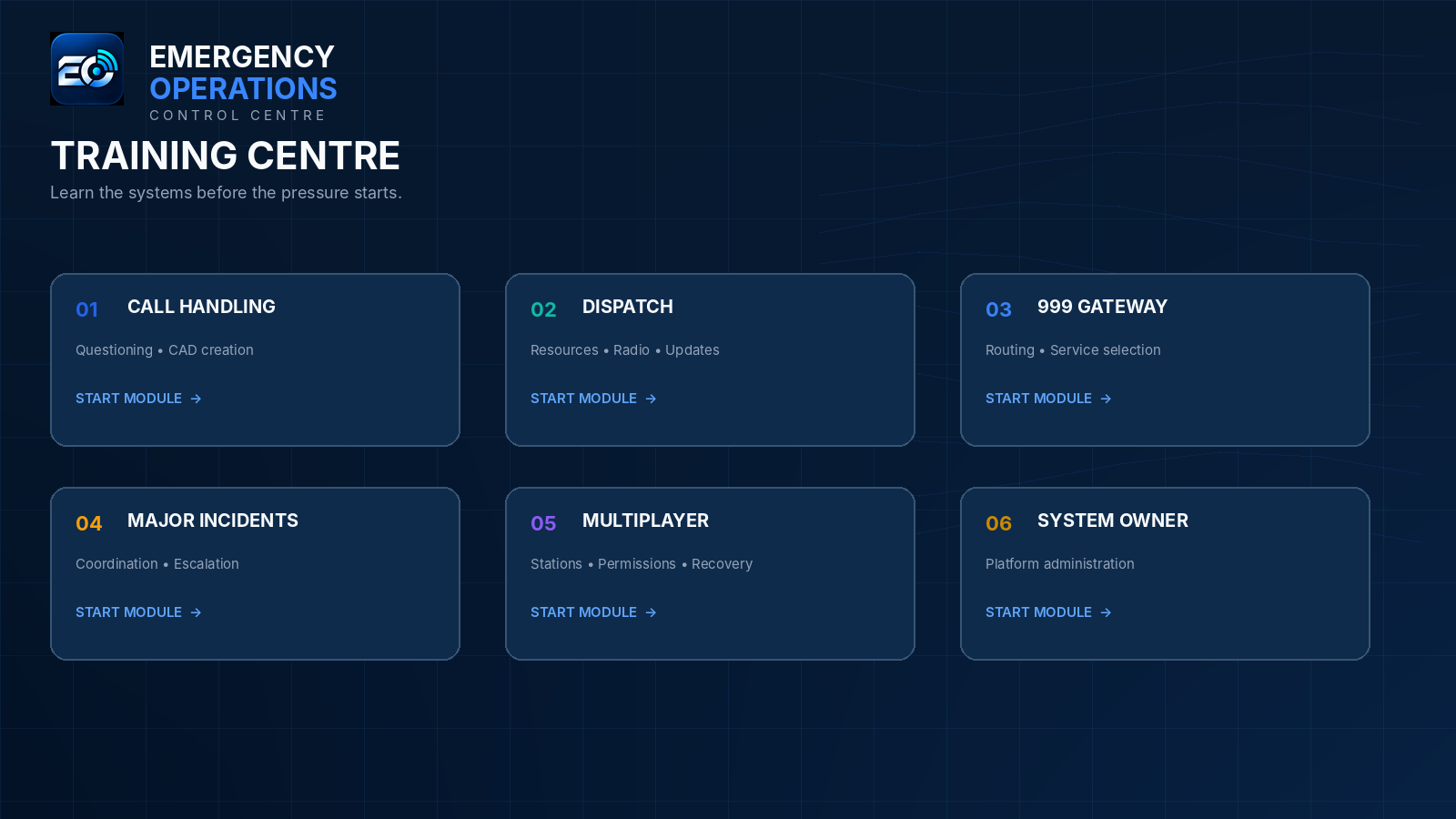 Training Centre interface branding